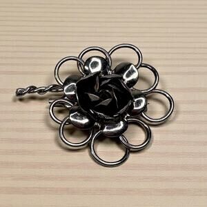 Vintage Pegasus Coro Sterling Silver 925 Open Work Flower Brooch Pin Rose 1940s